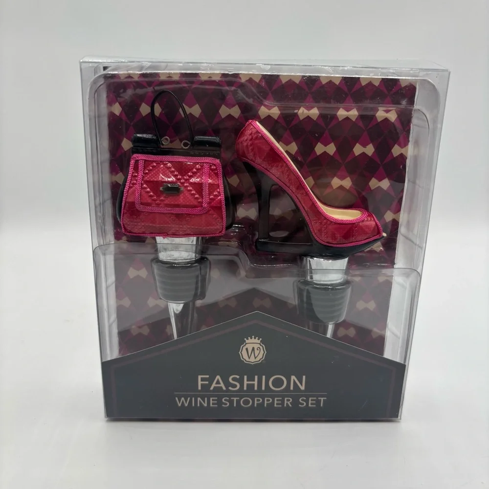 Fashion Wine Stopper Set - Hot Pink Shoe & Handbag
